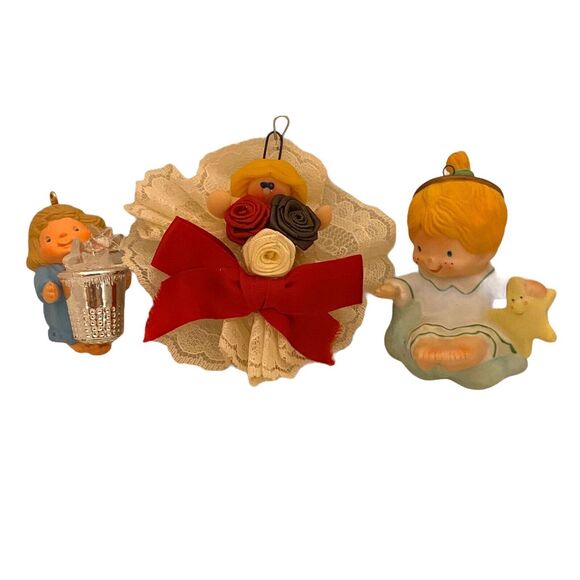 #3783 HALMARK CERAMIC Angel Christmas ornaments  2, 2.5, 3 IN - Picture 1 of 6